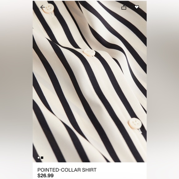 H&M Striped Black&White Business Casual Polyester Button Down Size Small - Picture 4 of 5
